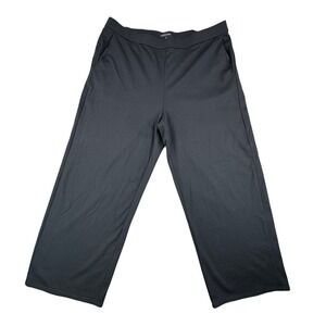 Eileen Fisher Black Cropped Wide Leg Pants Pull On StretchKnit XL Minimalist